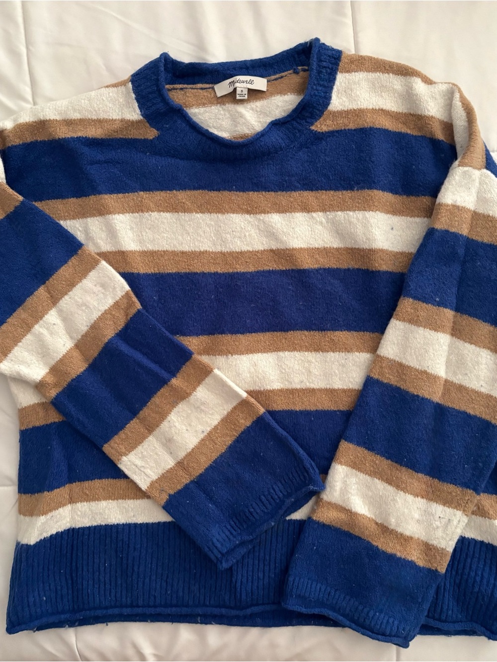 Madewell Blue, Cream & Tan Striped Knit Sweater